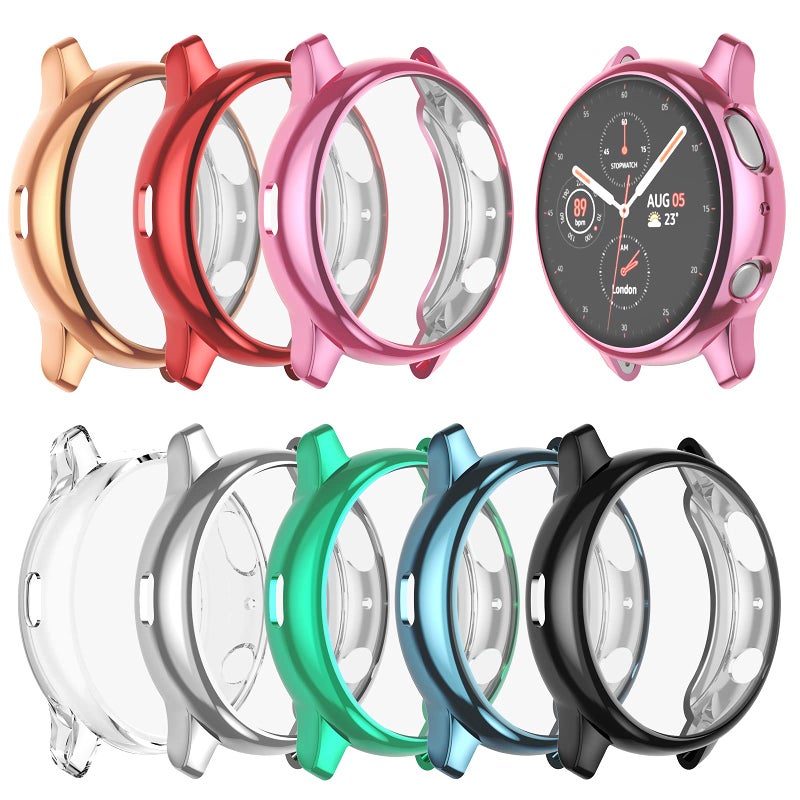 BHARVEST [8 Pack] Screen Protector Case Compatible with Samsung Galaxy Watch Active 2 44mm, Flexible TPU Plated All Round Scratch Resistant Protective Bumper Case (8 Colors, Active 2 44mm) - Image 1